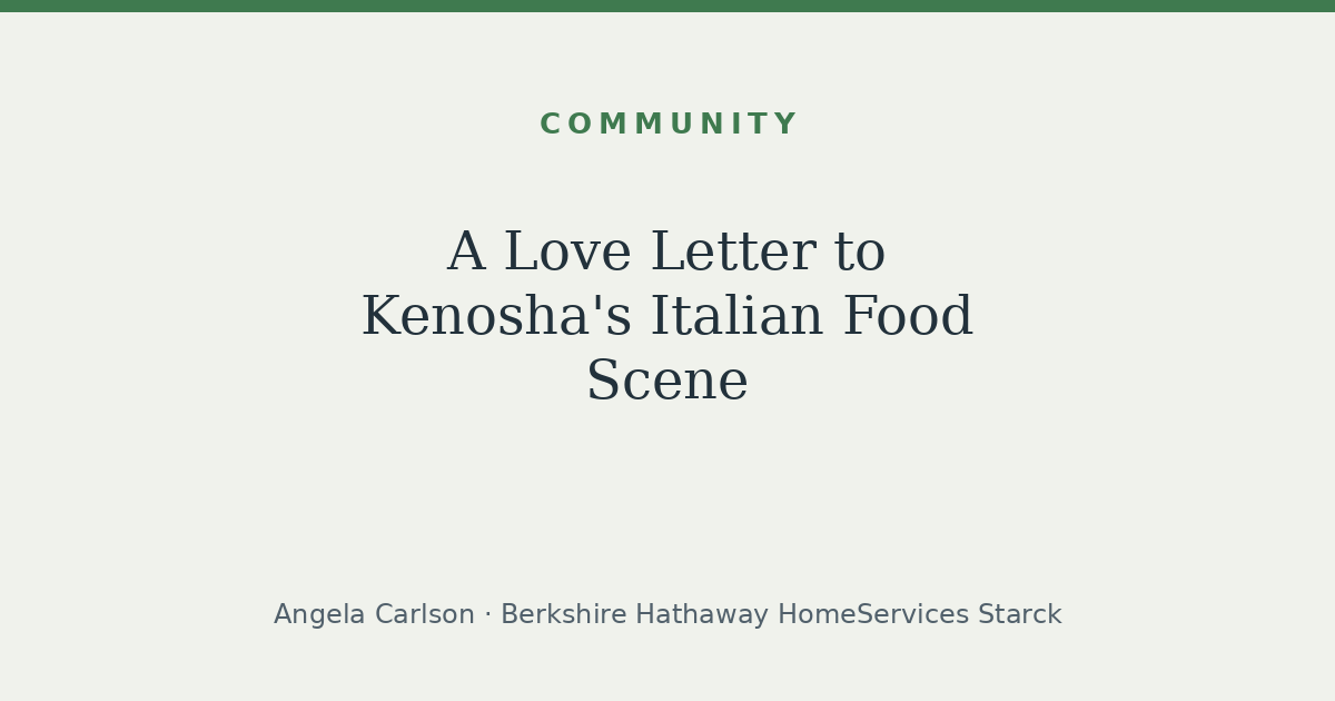 A Love Letter to Kenosha's Italian Food Scene
